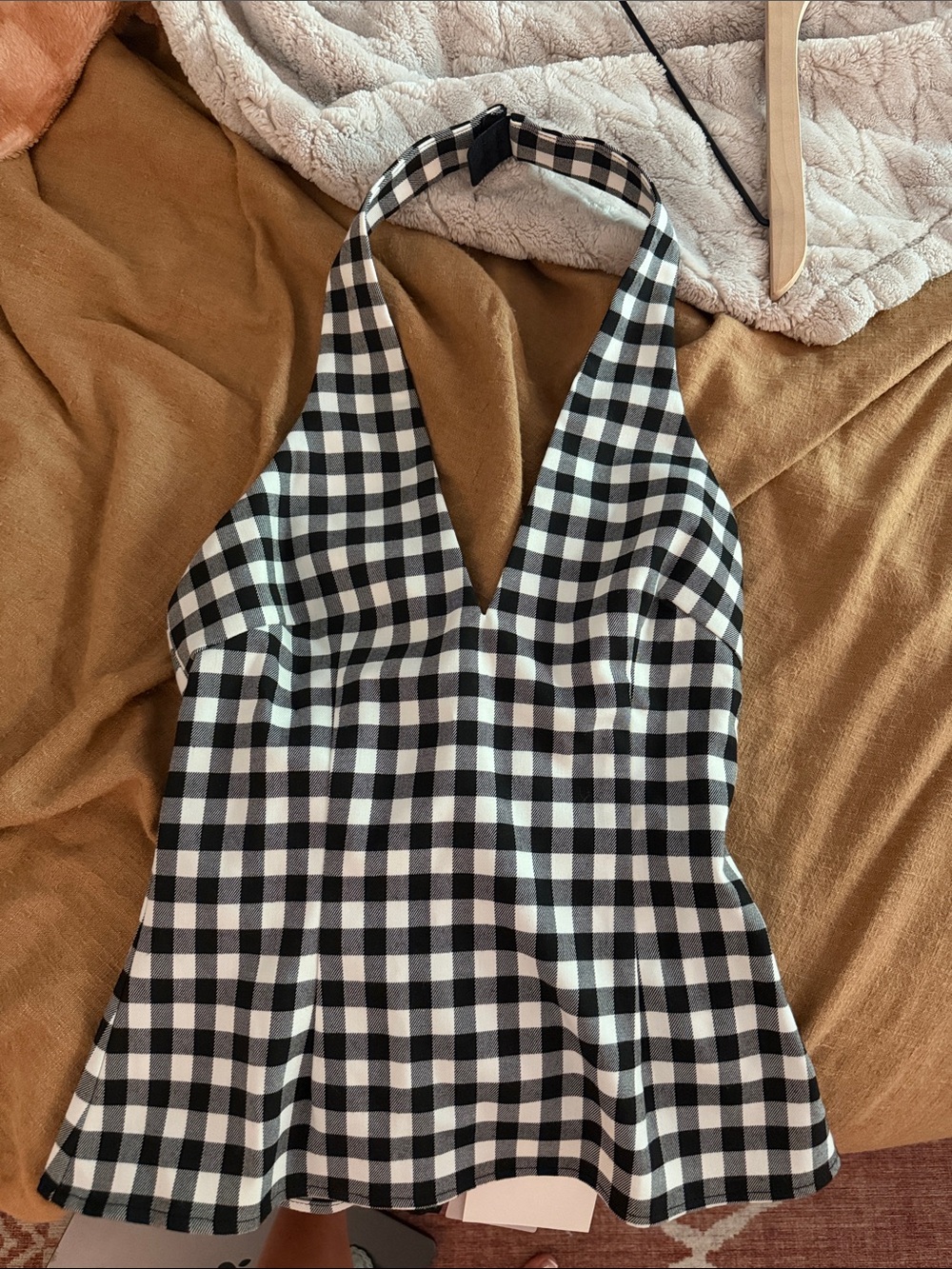 Women’s Black & White Gingham Halter